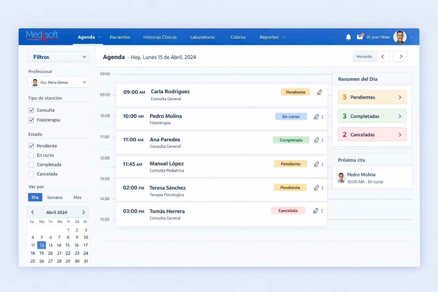 Módulo de terapias de Medisoft